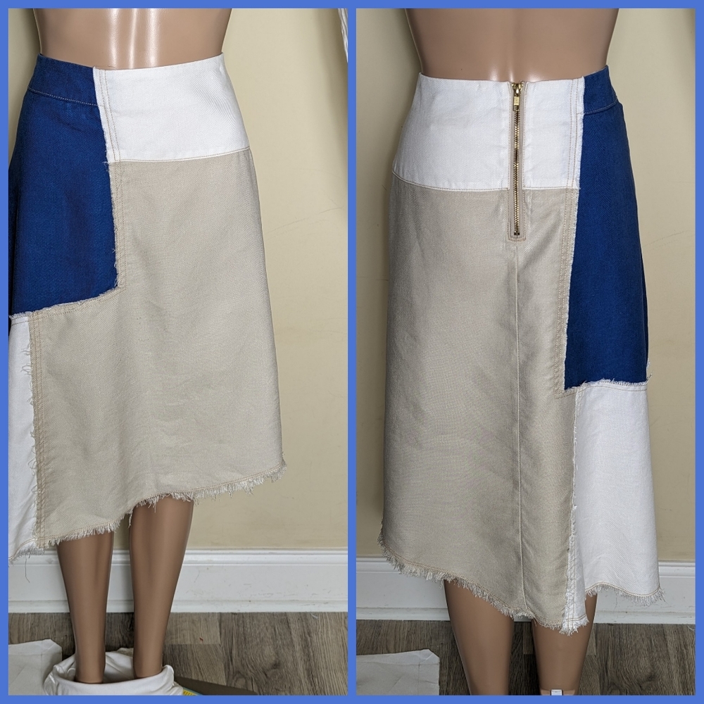 Anthropologie Holding Horses patch linen skirt sz 4